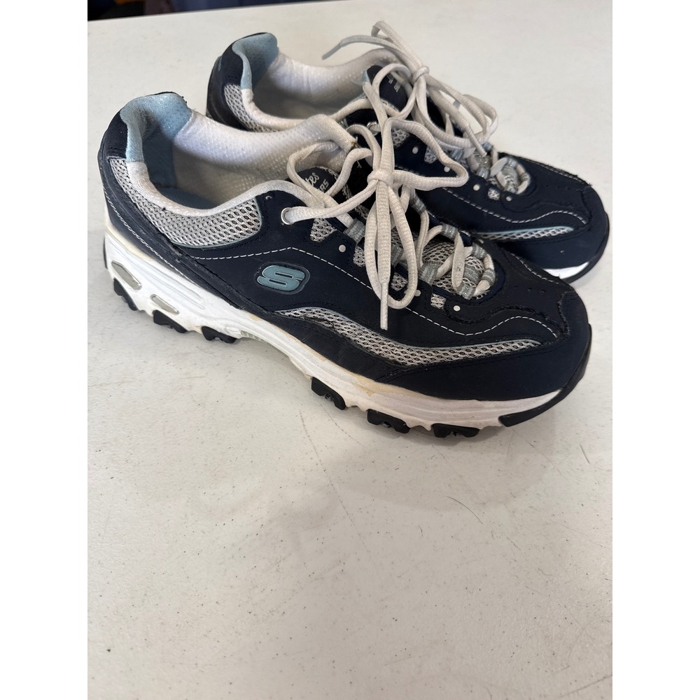 Skechers DLites Navy White Chunky Sneakers Womens 9 11617EW‎ Low Top Shoes